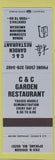 Matchbook Cover - C&C Garden Restaurant Chinese Spokane WA