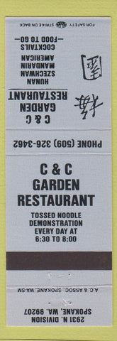 Matchbook Cover - C&C Garden Restaurant Chinese Spokane WA