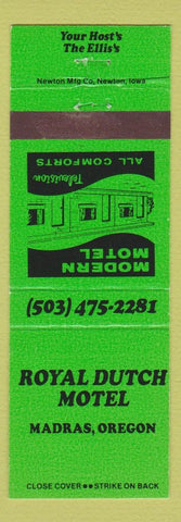 Matchbook Cover - Royal Dutch Motel Madras OR green