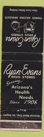 Matchbook Cover - Ryan Evans Drug Stores AZ Arizona WORN
