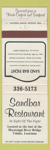 Matchbook Cover - Sandbar Restaurant Vidalia LA
