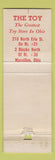 Matchbook Cover - The Toy Store Massillon OH WEAR