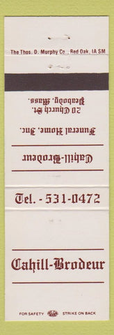 Matchbook Cover - Cahill Brodeur Funeral Home Peabody MA