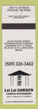 Matchbook Cover - Lai Lai Garden Chinese Restaurant Spokane WA
