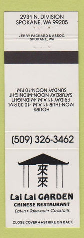 Matchbook Cover - Lai Lai Garden Chinese Restaurant Spokane WA