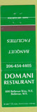Matchbook Cover - Domani Restaurant Bellevue WA