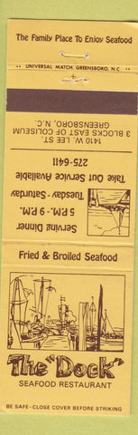 Matchbook Cover - The Dock Seafood Restaurant Greensboro NC