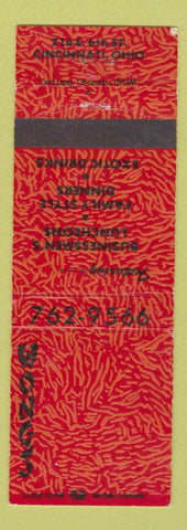 Matchbook Cover - Wongs Cincinnati OH