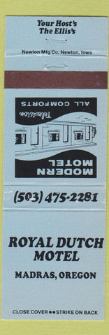 Matchbook Cover - Royal Dutch Motel Madras OR blue