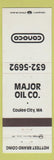 Matchbook Cover - Major Oil Conoco Coulee City WA