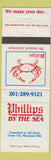 Matchbook Cover - Phillips by the Sea Ocean City MD crab