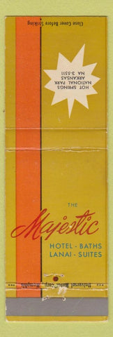 Matchbook Cover - Majestic Hotel Hot Springs National Park AR girlie back WEAR