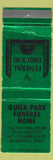 Matchbook Cover - Quick Park Funeral Home Sandusky OH WEAR