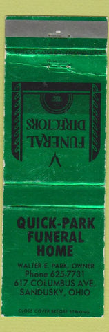 Matchbook Cover - Quick Park Funeral Home Sandusky OH WEAR