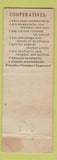 Matchbook Cover - Peace with Cooperatives WEAR COOP