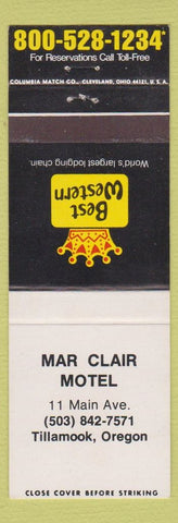 Matchbook Cover - Best Western Mar Clair Motel Tillamook OR