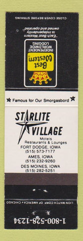 Matchbook Cover - Starlite Village Motels Fort Dodge IA Des Moines