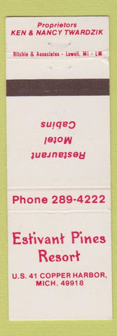 Matchbook Cover - Estivant Pines Resort Copper Harbor MI
