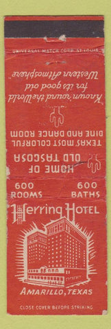 Matchbook Cover - Herring Hotel Amarillo TX POOR