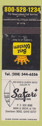 Matchbook Cover - Safari Motor Inn Best Western Boise ID