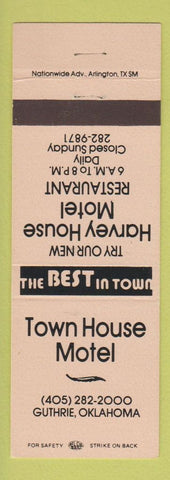 Matchbook Cover - Town House Motel Guthrie OK Harvey House Motel