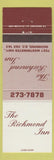 Matchbook Cover - Richmond Inn BC