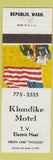 Matchbook Cover - Klondike Motel Republic WA