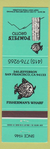 Matchbook Cover - Pompei's Grotto San Francisco CA Teal
