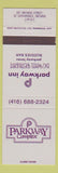 Matchbook Cover - Parkway Complex Big Wheel Restaurant St Catharines ON