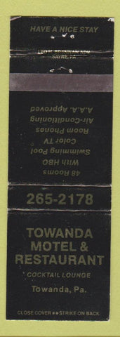 Matchbook Cover - Towanda Motel Restaurant PA