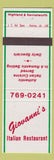 Matchbook Cover - Giovanni's Italian Restaurant Baton Rouge LA