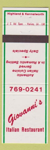 Matchbook Cover - Giovanni's Italian Restaurant Baton Rouge LA