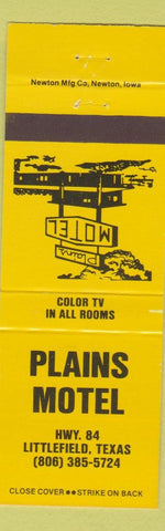 Matchbook Cover - Plains Motel Littlefield TX