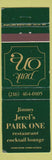 Matchbook Cover - Jimmy Jerel's Park One Restaurant Beachwood OH