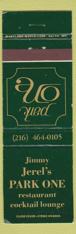 Matchbook Cover - Jimmy Jerel's Park One Restaurant Beachwood OH