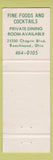 Matchbook Cover - Jimmy Jerel's Park One Restaurant Beachwood OH