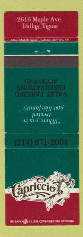Matchbook Cover - Capriccio Dallas TX Italian girlie