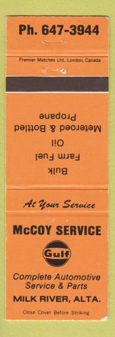 Matchbook Cover - McCoy Service Gulf oil gas Milk River AB