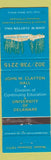 Matchbook Cover - John M Clayton Hall University of Delaware Newark DE