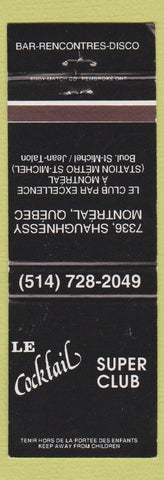 Matchbook Cover - El Cocktail Supuer Club Montreal QC