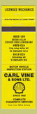 Matchbook Cover - Carl Vine Shell oil gas  Canada