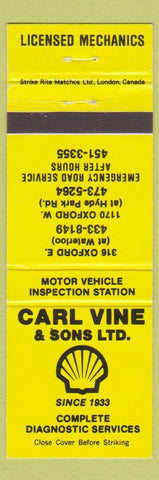 Matchbook Cover - Carl Vine Shell oil gas  Canada