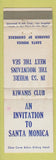 Matchbook Cover - Kiwanis Club Santa Monica CA 1953 WEAR