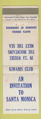 Matchbook Cover - Kiwanis Club Santa Monica CA 1953 WEAR