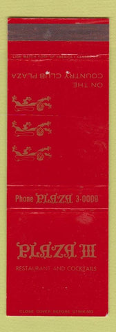 Matchbook Cover - Plaza III Restaurant  Kansas City MO