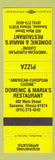 Matchbook Cover - Domenic and Maria's Italian Restaurant Savannah IL pizza WEAR