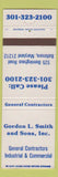 Matchbook Cover - Gordon L Smith Sons Contractors Baltimore MD