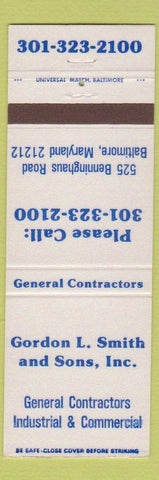 Matchbook Cover - Gordon L Smith Sons Contractors Baltimore MD