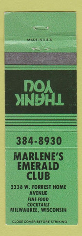 Matchbook Cover - Marlene's Emerald Club Milwaukee WI