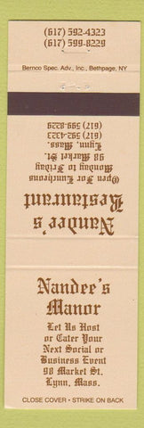 Matchbook Cover - Nandee's Restaurant Lynn MA